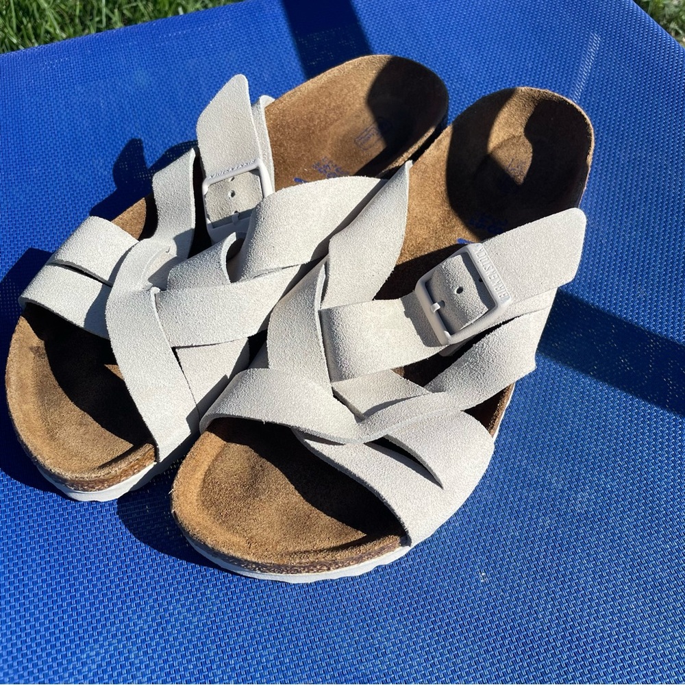 Birkenstock Lugano Suede Modern Suede Antique White asst TL